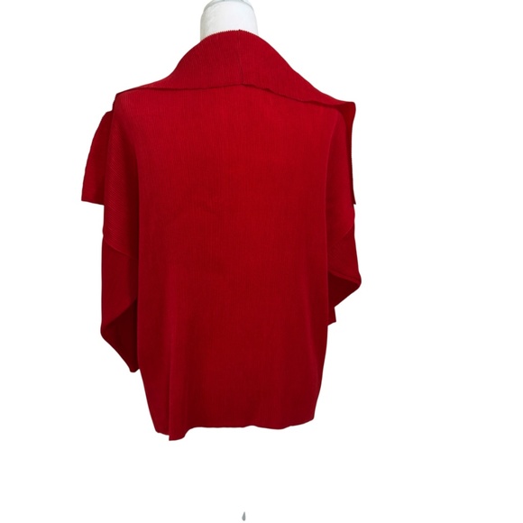 Adolfo Domínguez Pleated beautifully Oversized Collar RED women's Light Cardigan - Picture 3 of 15